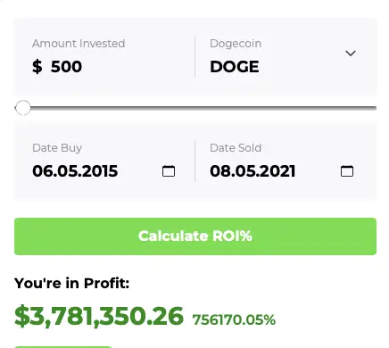 DOGE ROI calculator